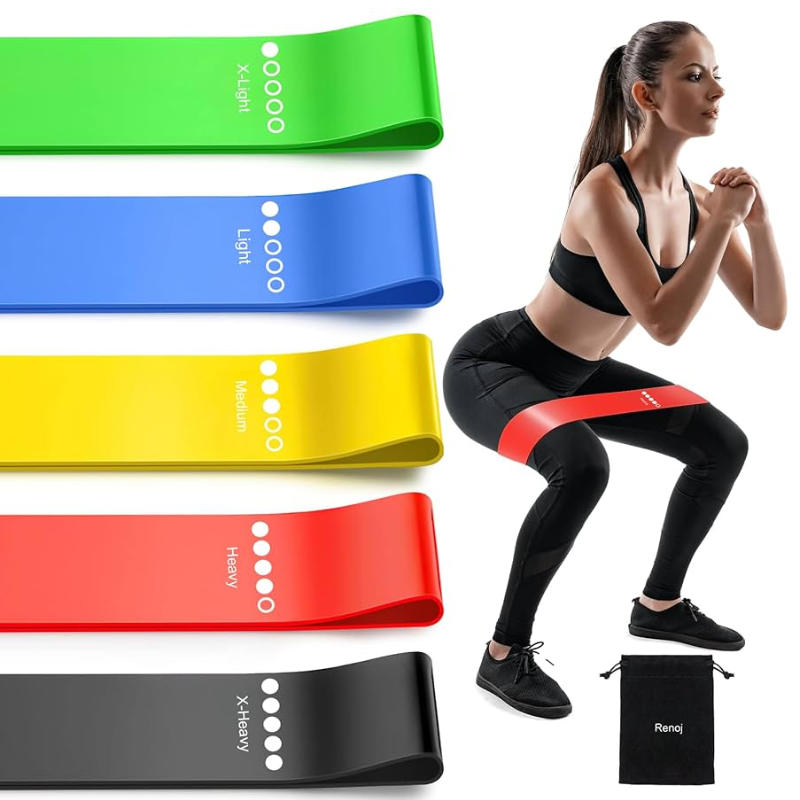 RENOJ - BANDES DE RÉSISTANCE, BANDES D'EXERCICE POUR FEMMES ET HOMMES, LOT DE 5 BANDES EXTENSIBLES POUR LES JAMBES