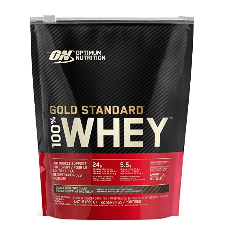 OPTIMUM NUTRITION, POUDRE DE PROTÉINES DE LACTOSÉRUM 100 % GOLD STANDARD, DOUBLE CHOCOLAT RICHE, - 682G