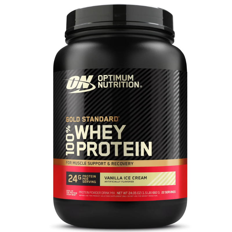 OPTIMUM NUTRITION, POUDRE DE PROTÉINES DE LACTOSÉRUM 100 % GOLD STANDARD, CRÈME GLACÉE À LA VANILLE, - 682G