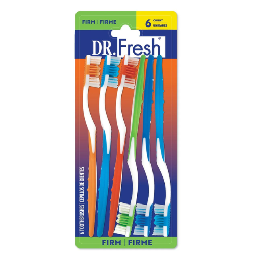 DR FRESH BROSSE À DENTS AVEC GRATTE-LANGUE - 6 BROSSE À DENTS
