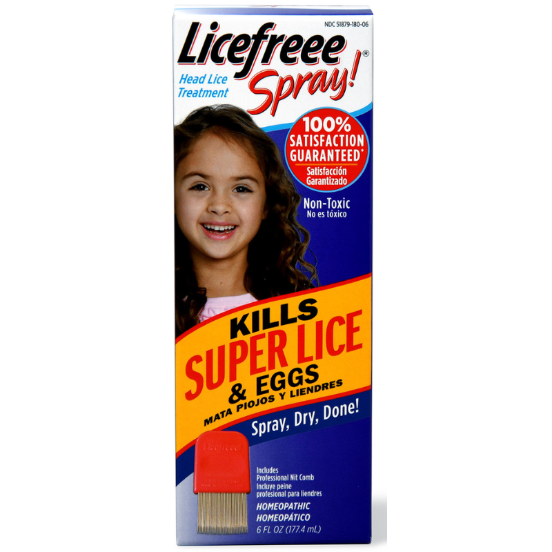 LICEFREE - SPRAYTRAITEMENT CONTRE LES POUX POUR ENFANTS ET ADULTES, COMPREND UN PEIGNE À POUX, LIQUIDES - 6FL.OZ