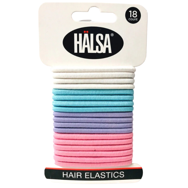 HALSA - HAIR ELASTICS ASSORTED COLOR - 18 CT