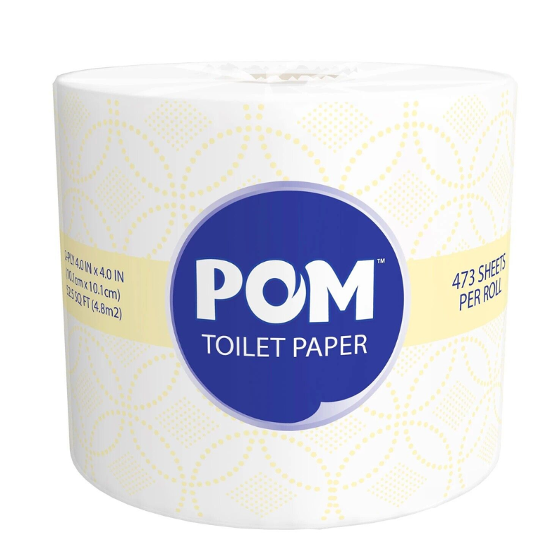 POM - PAPIER HYGIÉNIQUE , SANS DANGER POUR LES FOSSES SEPTIQUES 2 ÉPAISSEURS, BLANC (473 FEUILLES/ROULEAU, 45 ROULEAUX)