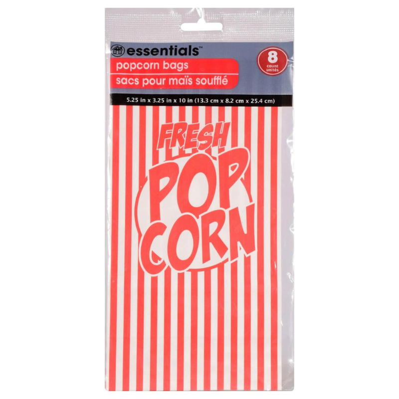 ESSENTIALS SACS DE POP CORN (PACK DE 8)
