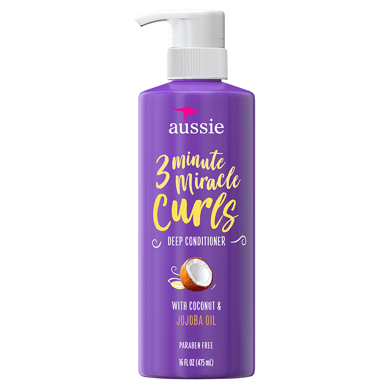 AUSSIE, 3 MINUTE MIRACLE CURLS, REVITALISANT EN PROFONDEUR, À L'HUILE DE NOIX DE COCO ET DE JOJOBA AUSTRALIENNE, 475 ML