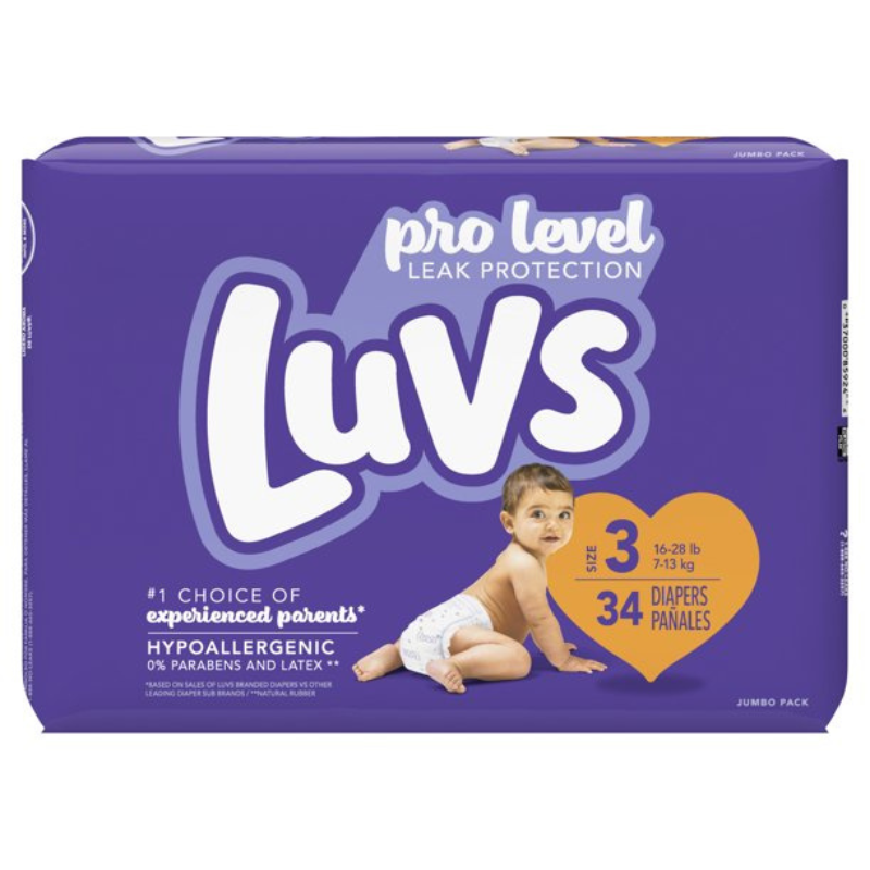 LUVS PRO LEVEL Protection Contre Les Fuites Couches (TAILLE 3) 34 CT