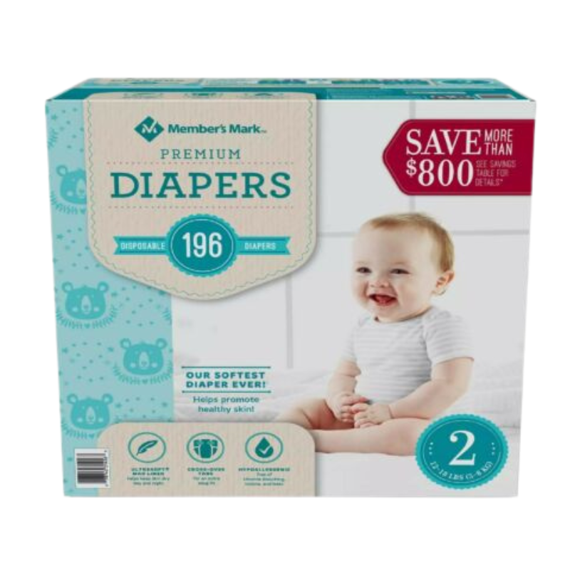 MEMBER'S MARK PREMIUM COUCHES POUR BÉBÉ (TAILLE 2) 196 CT