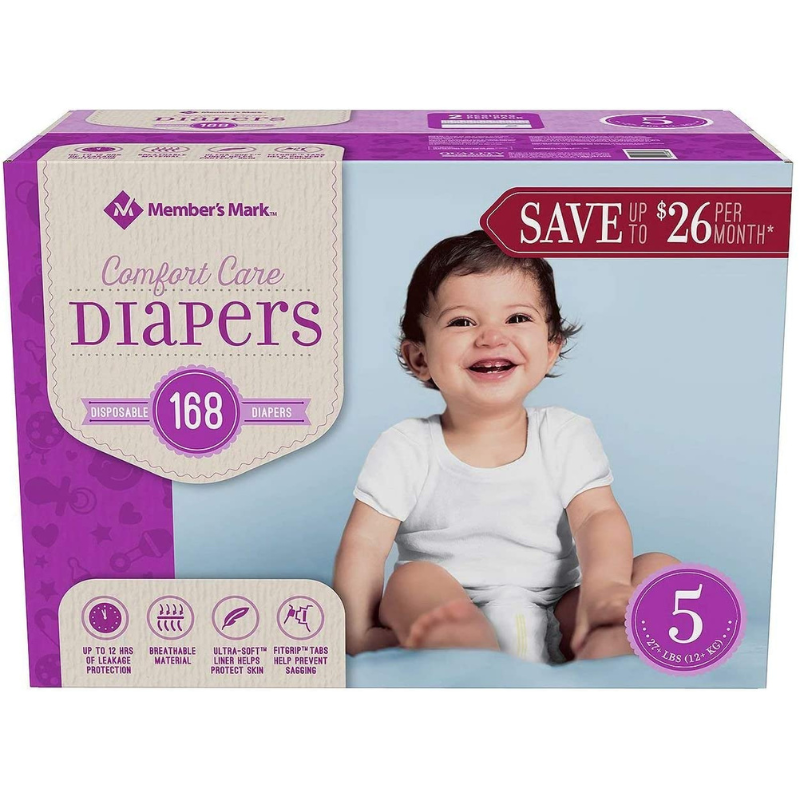 MEMBER'S MARK PREMIUM COUCHES POUR BÉBÉ (TAILLE 5) 168 CT