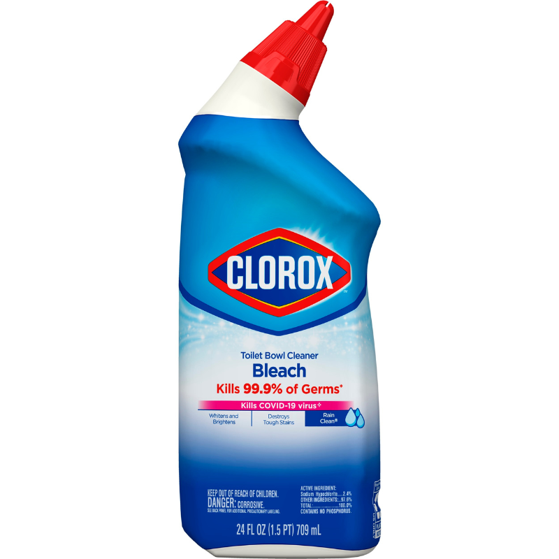 CLOROX NETTOYANT POUR CUVETTE DE TOILETTES AVEC EAU DE JAVEL, RAIN CLEAN 709mL