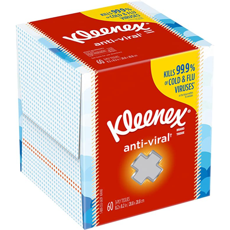 KLEENEX BOÎTES CUBE DE MOUCHOIRS ANTI-VIRAUX 3 PLIS 60 CT