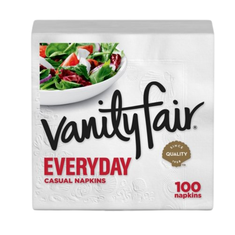 VANITY FAIR SERVIETTES DE TOUS LES JOURS, SERVIETTES EN PAPIER BLANCHES JETABLES, 110 CT.