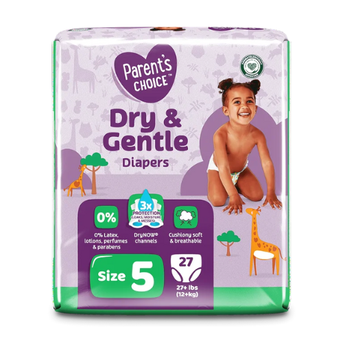 PARENT'S CHOICE COUCHES  DRY & GENTLE, TAILLE 5, 25 COUCHES