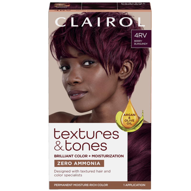 CLAIROL TEXTURES & TONES CRÈME COLORANTE PERMANENTE SANS AMMONIAQUE , 4RV BERRY BURGUNDY