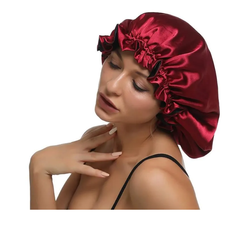 BONNET EN SATIN POUR LA NUIT - EXTRA LARGE, DOUBLE COUCHE, REVERSIBLE ET ADJUSTABLE
