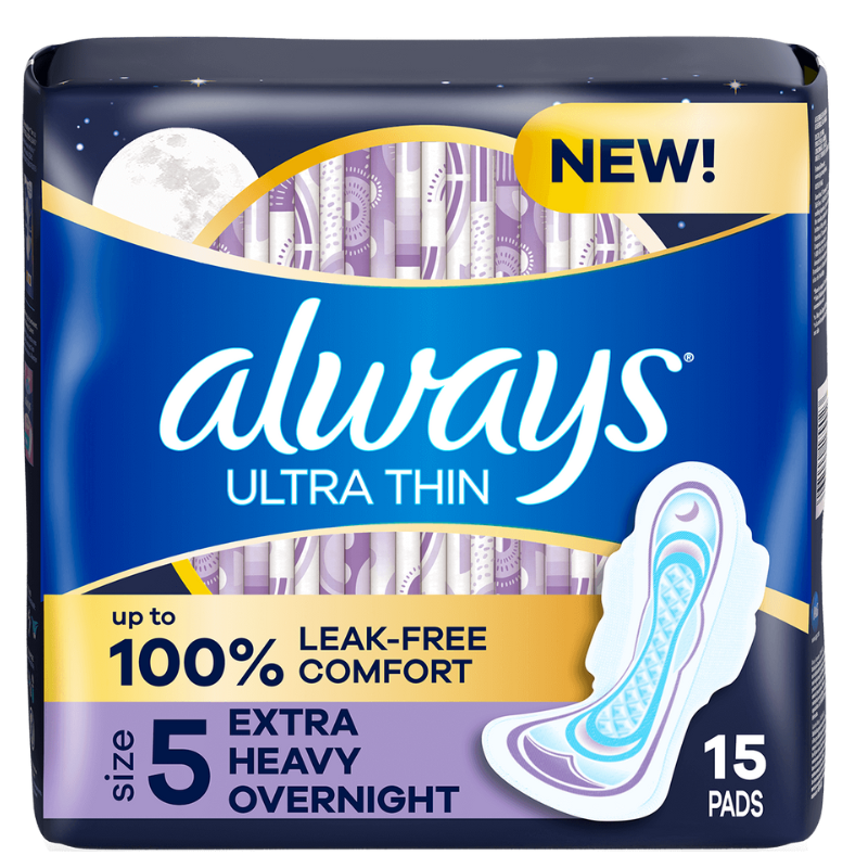 ALWAYS -SERVIETTES HYGIÉNIQUES  TAILLE 5 EXTRA-LOURDES DE NUIT AVEC AILETTES, NON PARFUMÉES -  36PADS