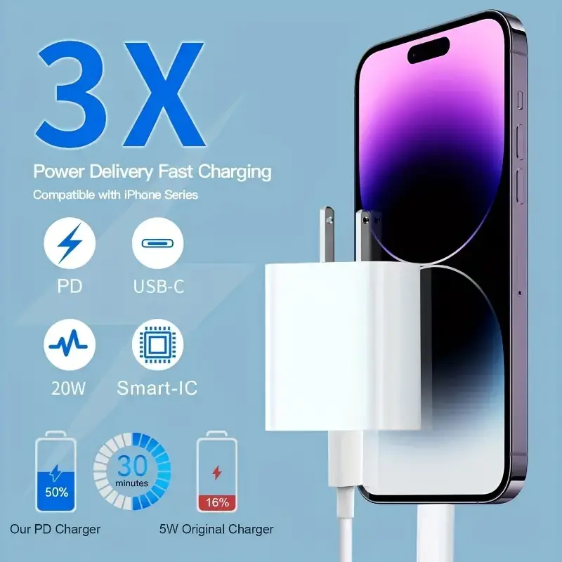 CHARGEUR POUR IPHONE [CERTIFIÉ MFI] 20W ADAPTATEUR MURAL PD & CÂBLE DE 39,37 POUCES / 3,3 PIEDS DE TYPE C POUR IPHONE, BLOC DE CHARGE RAPIDE ET CORDON DE CHARGE COMPATIBLE AVEC IPHONE 14 13 12 11 PRO MAX XR XS X, IPAD