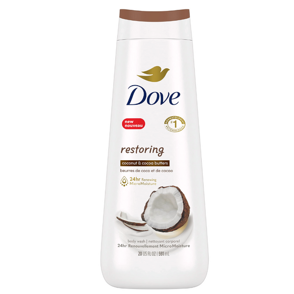 DOVE - GEL DOUCHE RÉPARATEUR AU BEURRE DE COCO ET AU BEURRE DE CACAO - 23FLOZ