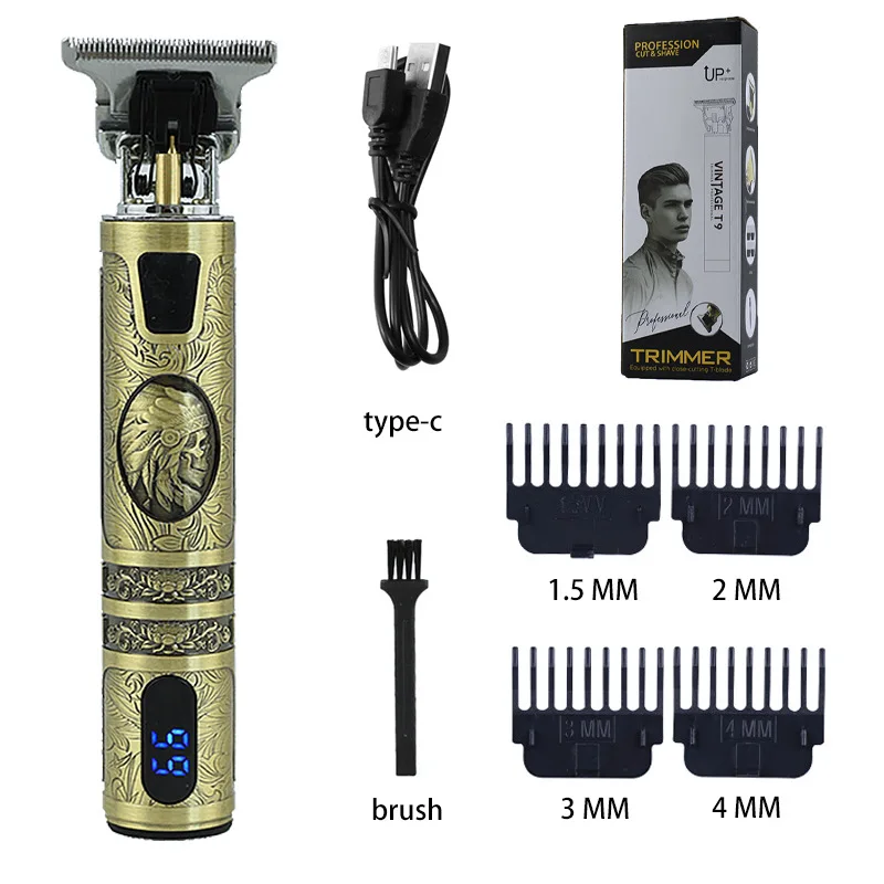 VINTAGE - TONDEUSE T9  À CHEVEUX RECHARGEABLE SANS FIL, RASOIR À BARBE À LAME EN T, APPAREIL POUR COUPER LES CHEVEUX POUR HOMMES