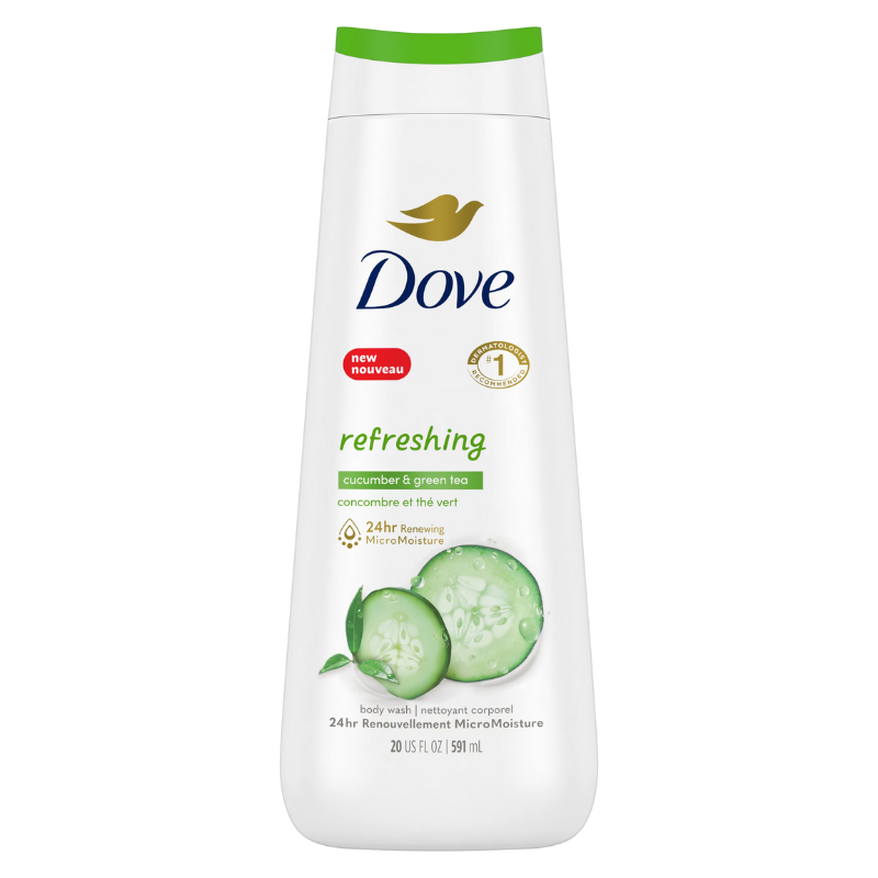 DOVE - GEL DOUCHE RAFRAÎCHISSANT AU CONCOMBRE ET AU THÉ VERT - 20FLOZ