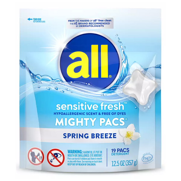 ALL - SENSITIVE FRESH MIGHTY PACS SPRING BREEZE 19 PACS - 12,05OZ