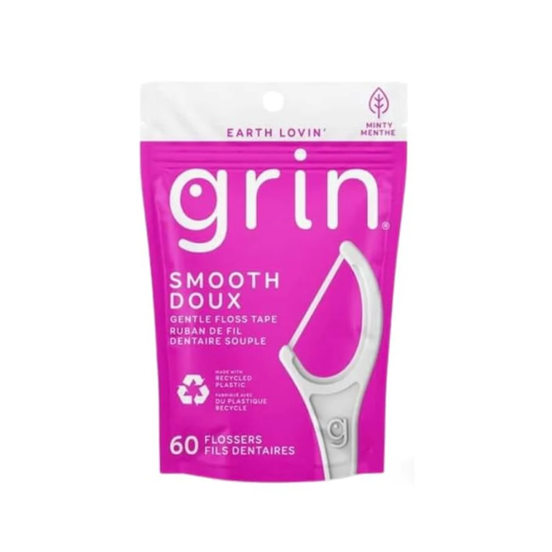 GRIN - SMOOTH GENTLE FLOSS TAPE - 60 FLOSSERS