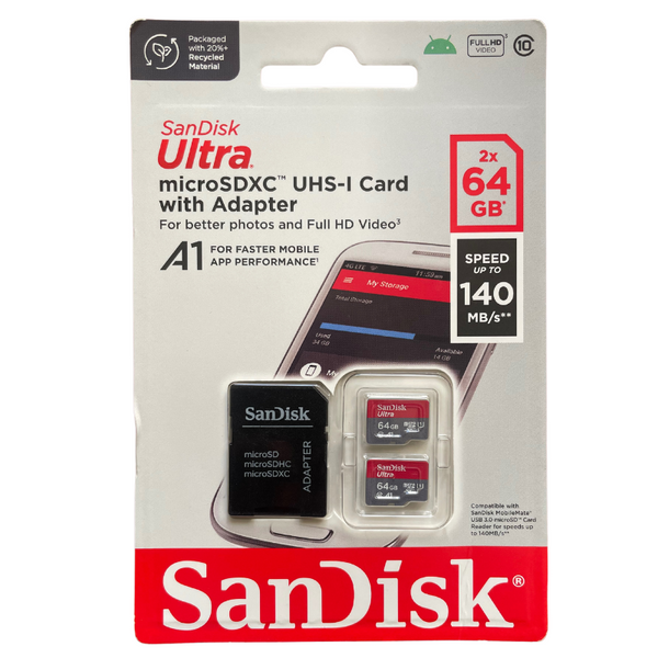 SANDISK - microSDXC UHS-I CARD WITH ADAPTER - 2 * 64 GB