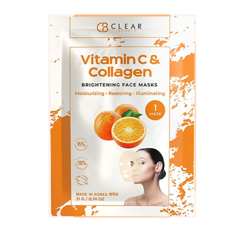 CLEAR BEAUTY - VITAMIN C & COLLAGEB BRIGHTENING SHEET MASK - 0,74OZ