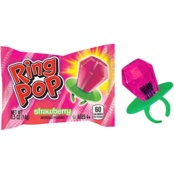 RING POP CANDY ASSORTED FLAVOR LOLLIPOPS - 0.5OZ