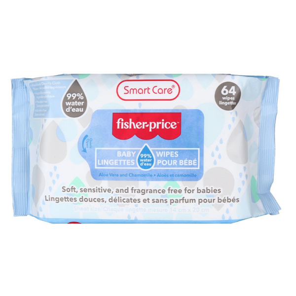 FISHER PRICE - LINGETTES POUR BÉBÉ SMART CARE (64 LINGETTES)