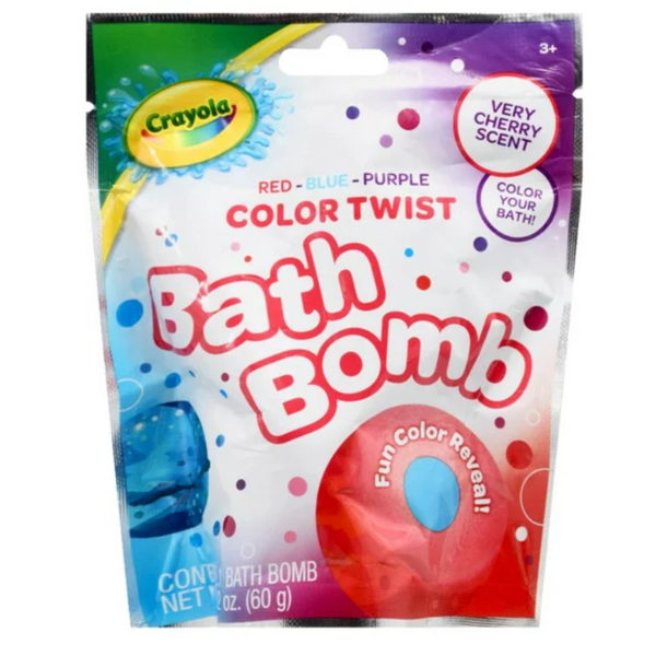 CRAYOLA - BOMBE DE BAIN COLOR TWIST (ROUGE-BLEU-VIOLET) PARFUM CERISE - 2,12OZ