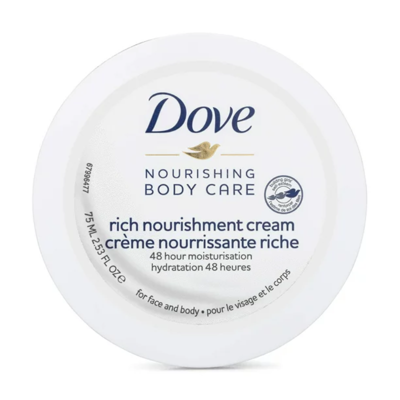 DOVE CRÈME NOURRISSANTE POUR LE CORPS VISAGE, MAINS ET CORPS CRÈME NOURRISSANTE RICHE POUR PEAU EXTRA SÈCHE AVEC 48 HEURES D'HYDRATATION