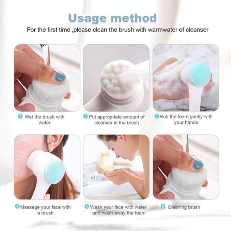 BROSSE DE NETTOYAGE DU VISAGE EN SILICONE