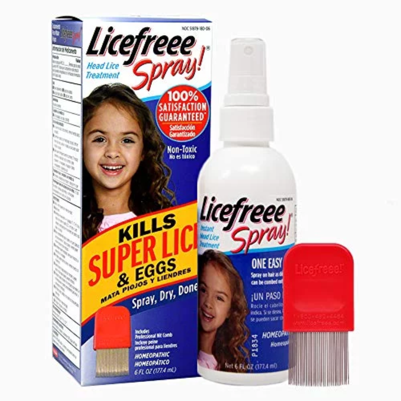 LICEFREE - SPRAYTRAITEMENT CONTRE LES POUX POUR ENFANTS ET ADULTES, COMPREND UN PEIGNE À POUX,  LIQUIDES - 6FL.OZ