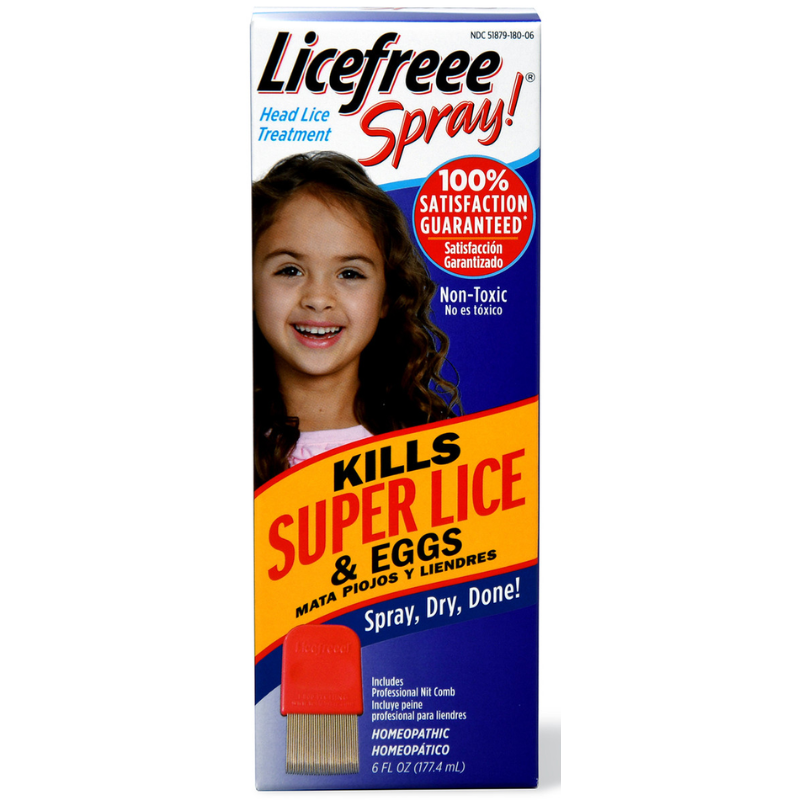 LICEFREE - SPRAYTRAITEMENT CONTRE LES POUX POUR ENFANTS ET ADULTES, COMPREND UN PEIGNE À POUX,  LIQUIDES - 6FL.OZ