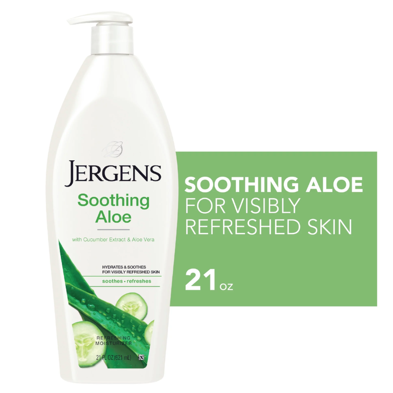 JERGENS - LOTION  APAISANTE ET RAFRAÎCHISSANTE POUR LE CORPS À L'ALOE VERA ET À L'EXTRAIT DE CONCOMBRE - 621ML