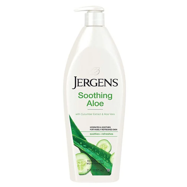 JERGENS - LOTION  APAISANTE ET RAFRAÎCHISSANTE POUR LE CORPS À L'ALOE VERA ET À L'EXTRAIT DE CONCOMBRE - 621ML