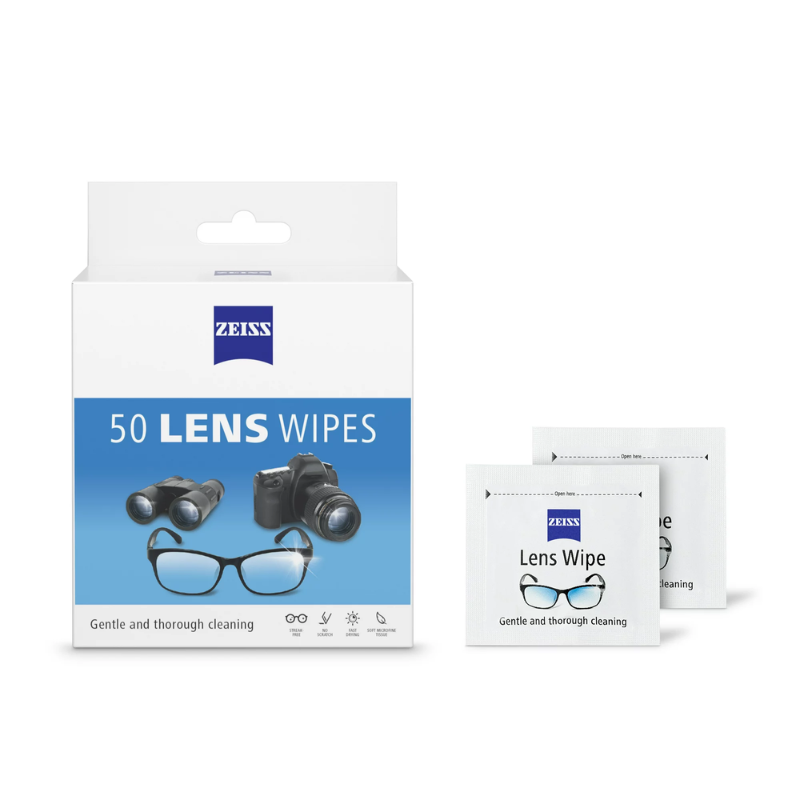 ZEISS -  LOT DE 50 LINGETTES NETTOYANTES POUR VERRES DE LUNETTES, NETTOYAGE DOUX ET EN PROFONDEUR - 50CT