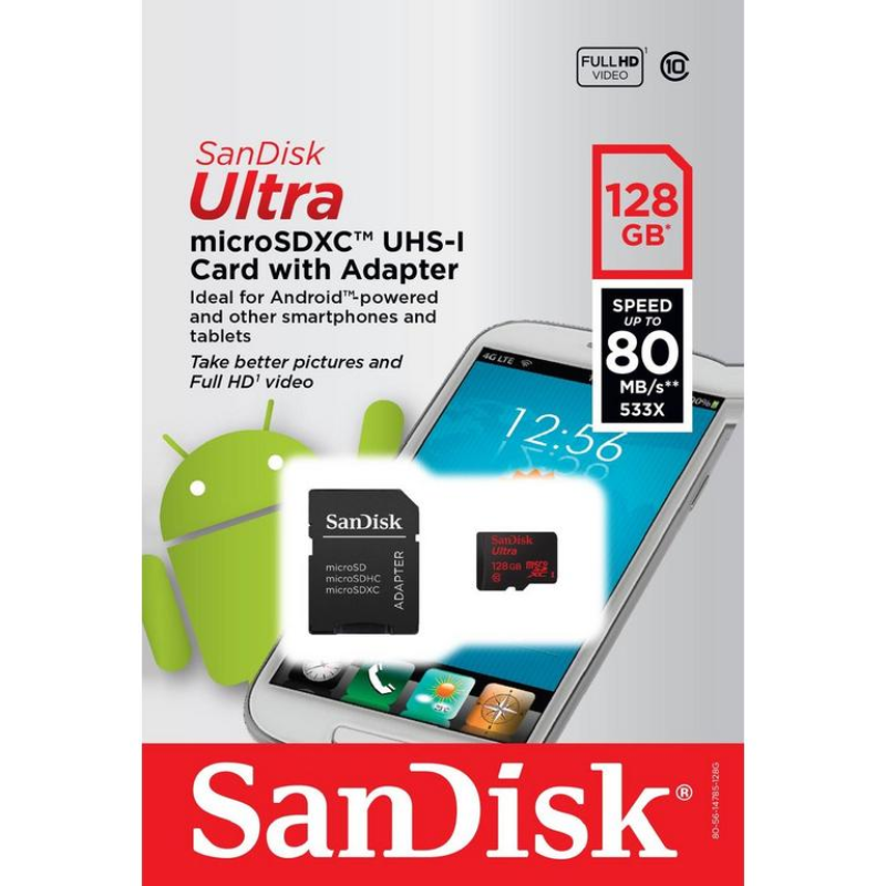 SANDISK - ULTRA MICRO SD XC UHS I CARD WITH ADAPTER - 128GB