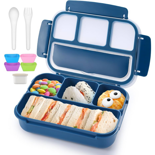 QQKO BENTO LUNCH BOX FOR ADULTS MEN WOMEN KIDS NAVY