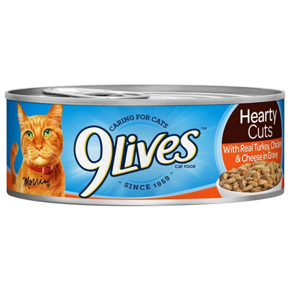 9 LIVES - GRAVY CLASSICS WET - CAT FOOD W/ REAL TURKEY, CHICKEN & CHEESE - 5.5OZ