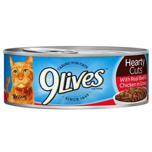 9 LIVES - GRAVY CLASSICS WET - CAT FOOD W/ REAL CHICKEN & BEEF - 5.5OZ