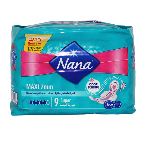 NANA - SERVIETTES HYGIENIQUES MAXI LONG VERT - 9CT