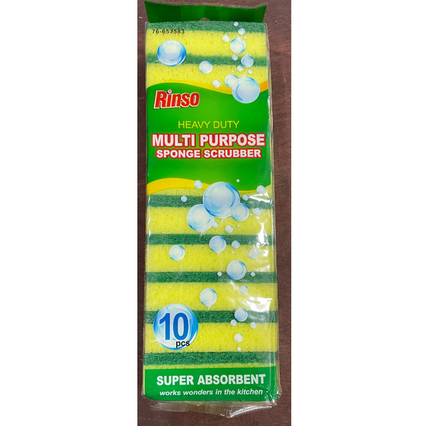 RINSO SPONGE SCRUBBER HEAVY DUTY, SUPER ABSORBANT - 10 CT