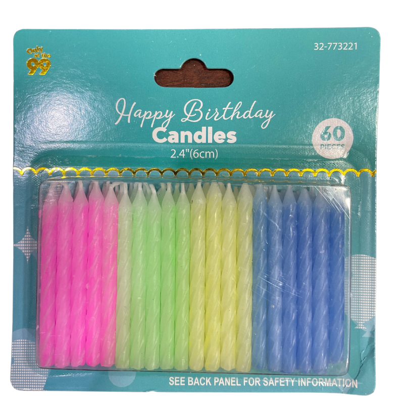 BIRTHDAY CANDLES 6CM -  60CT