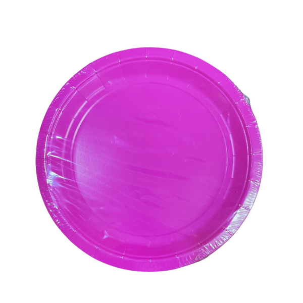 PG SOLID PAPER ROUND PLATE PINK 9" - 16CT