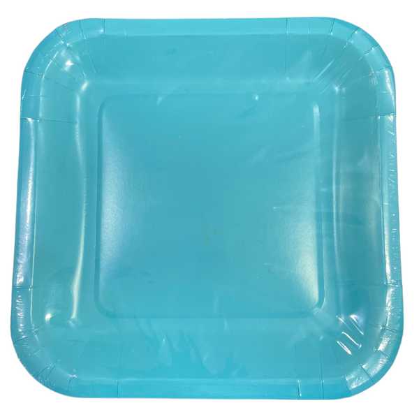 PG SOLID PAPER SQUARE PLATE TURQUOISE 9" SQUARE PLATE - 14CT