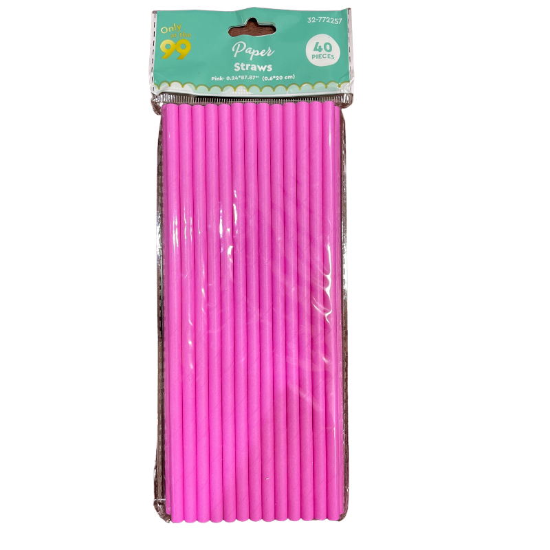 STRAW PAPER SOLID COLOUR MACRONE PINK - 40CT