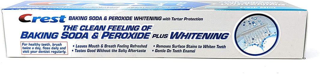 CREST Dentifrice Baking soda& Peroxide Whitening 82g (Menthe Fraiche)