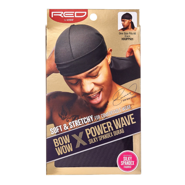 KISS - RED DURAG BOW WOW POWER WAVE SILKY SPANDEX (BLACK)