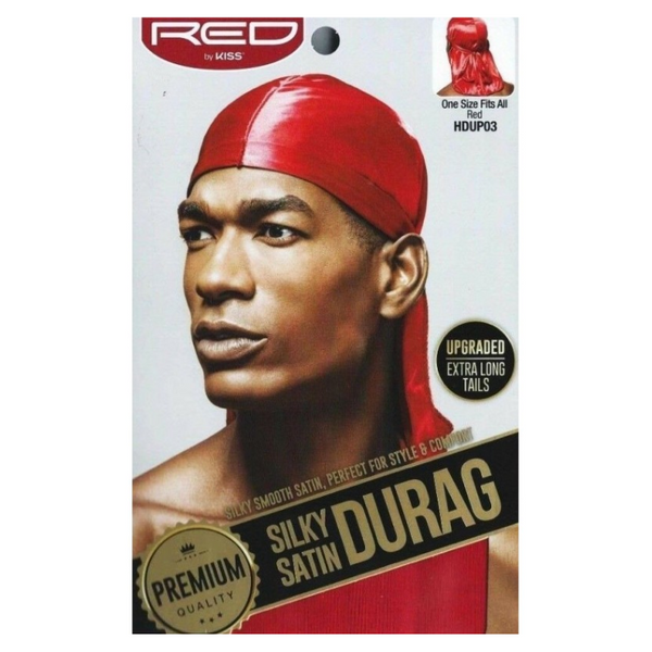 KISS - RED DURAG SILKY SATIN RED EXTRA LONG TAILS (12in)